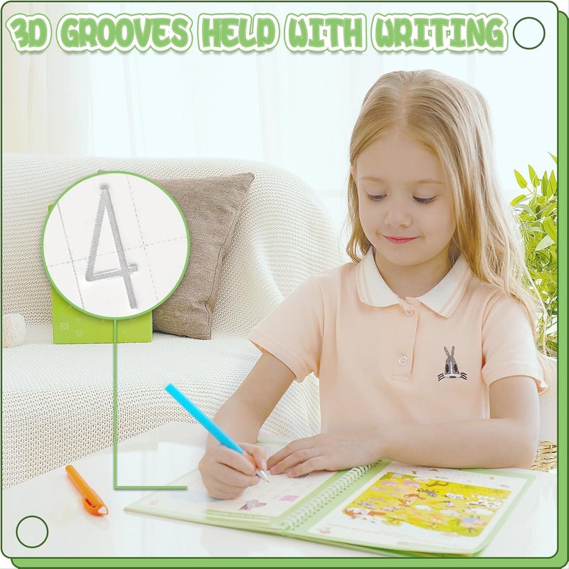 FREKNOW Reusable Grooved Handwriting Workbooks,Magic Copybook,Magic Writing Practice copy books, to help children improve their handwriting ink Practice Age 3-8 ​Calligraphy for kids(Character edition) - Image 5